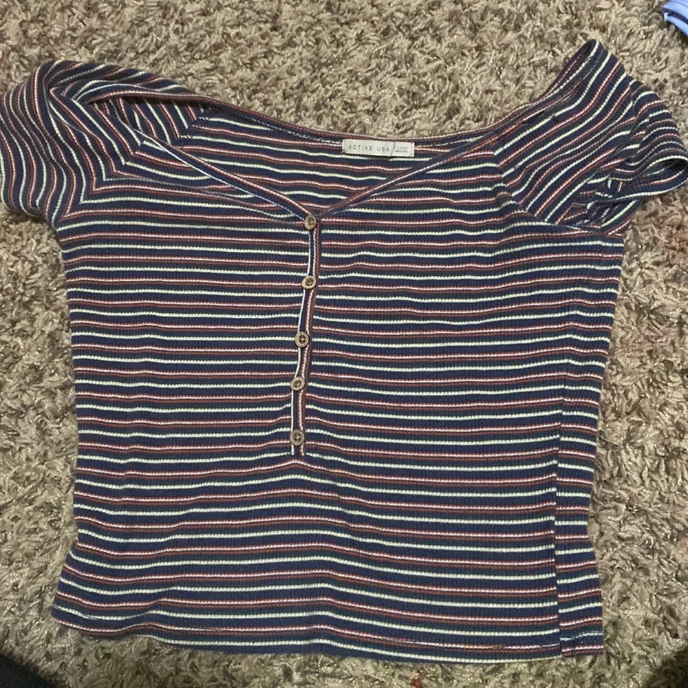 Brand active USA ,made in china blue,red,white with buttons size medium